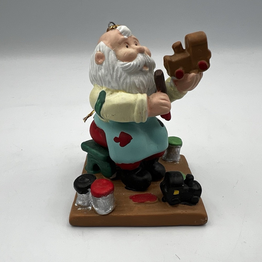 Vintage‎ 90's 1996 Westmar Christmas Ornament  Santa Painting Toy Train 2.5"